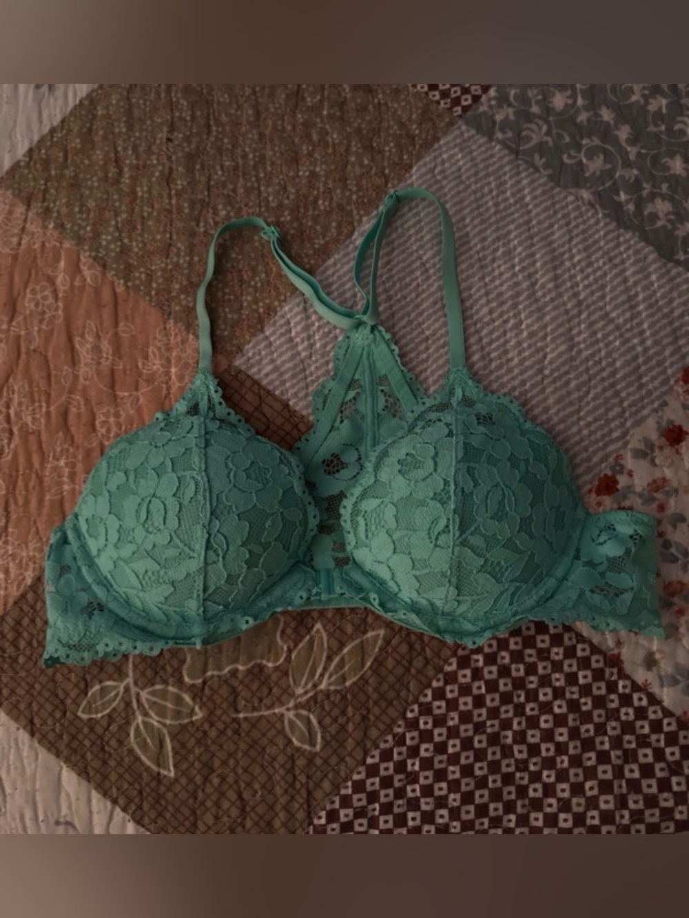 Victoria’s Secret PINK date racerback blue bra size 34A
